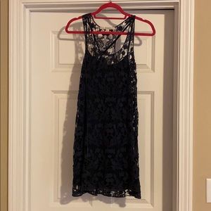 Navy blue eyelet dress with a liner